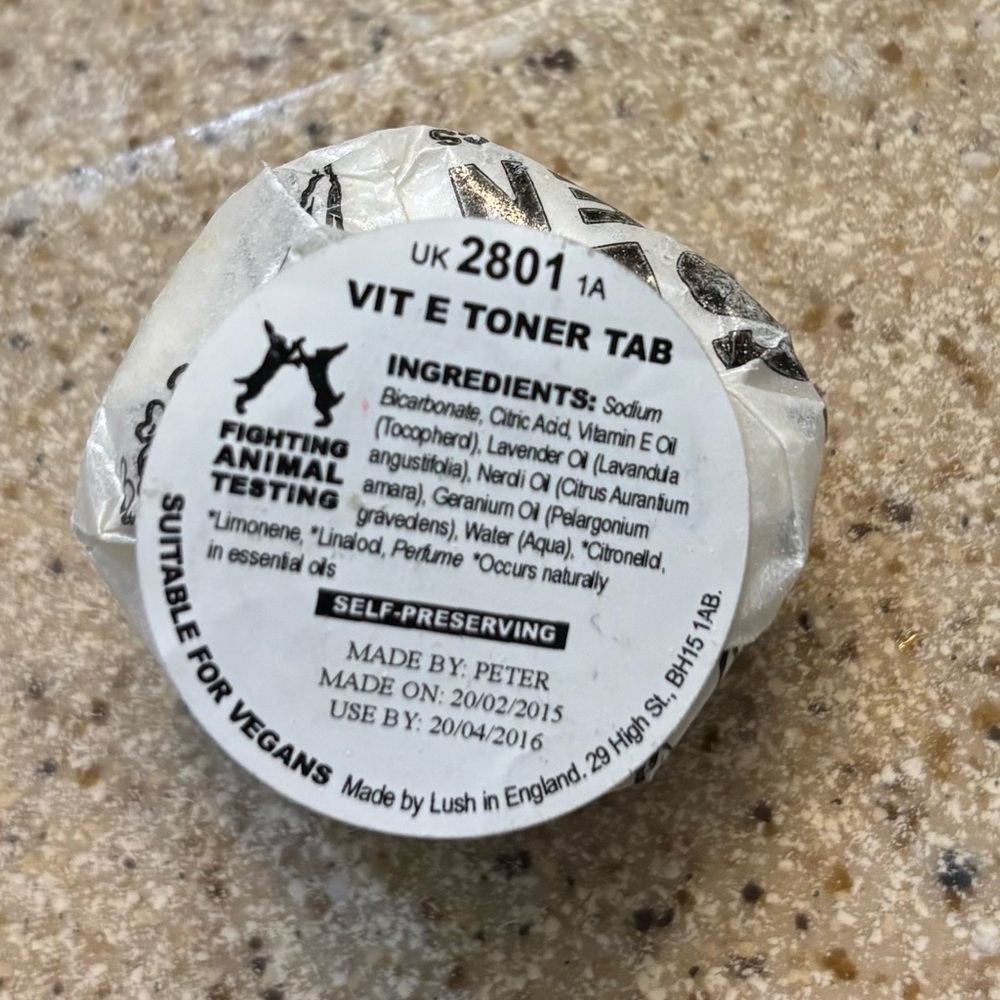 Lush Vitamin E toner tab